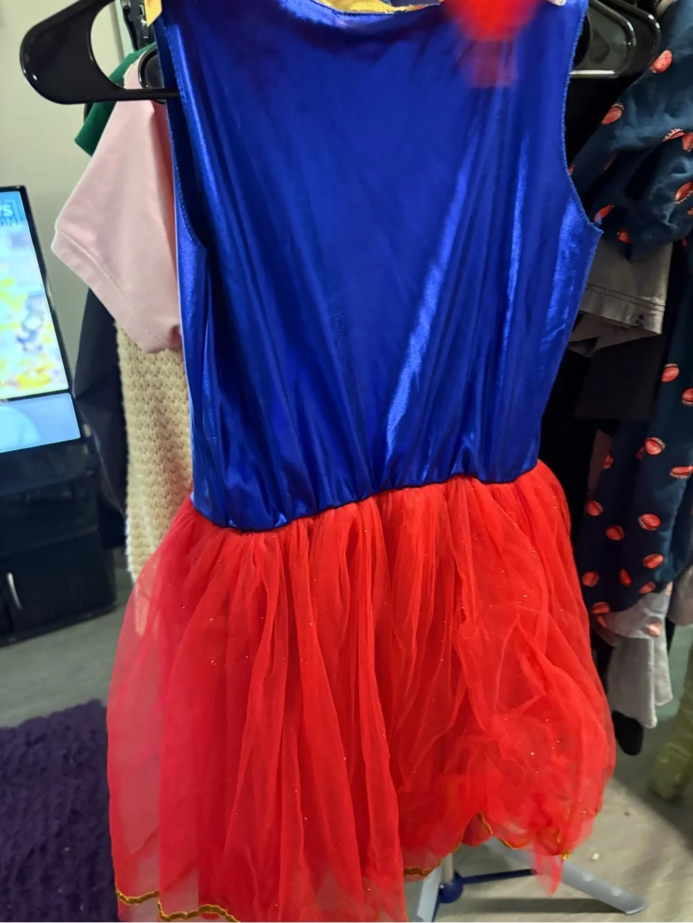 Supergirl Inspired Kids Costume Dress - Blue and Red